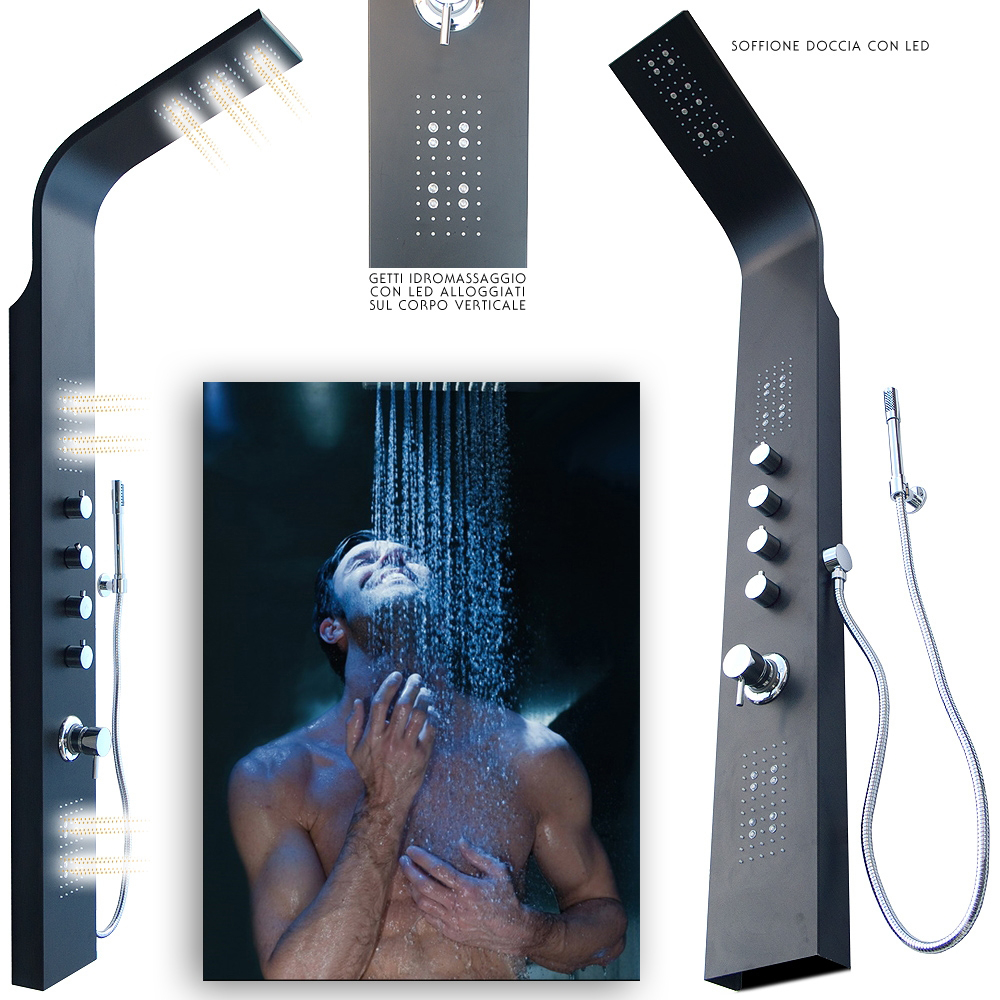 Colonne doccia miglior rapporto qualità/prestazione/prezzo: colonna doccia SUNSET con idromassaggio e luce LED