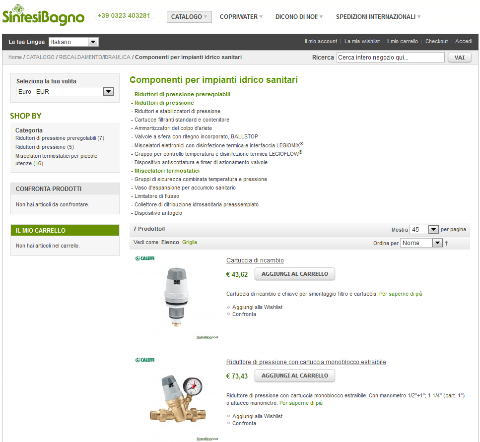 Caleffi prezzi e vendita online articoli idrotermosanitari | Componenti per impianti idrico sanitari